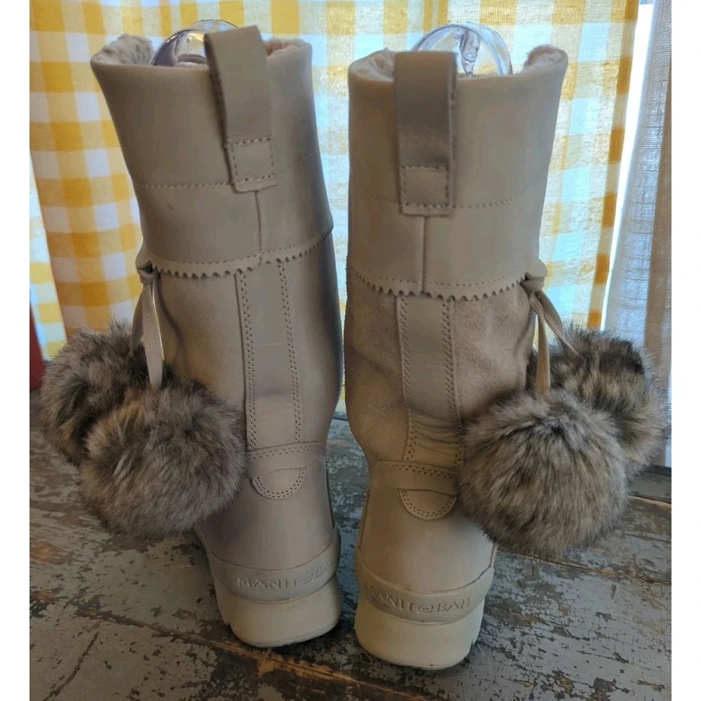 Manitobah Mukluks Waterproof Pacific Winter Boots V2 Womens Size 6 Oat Shearling